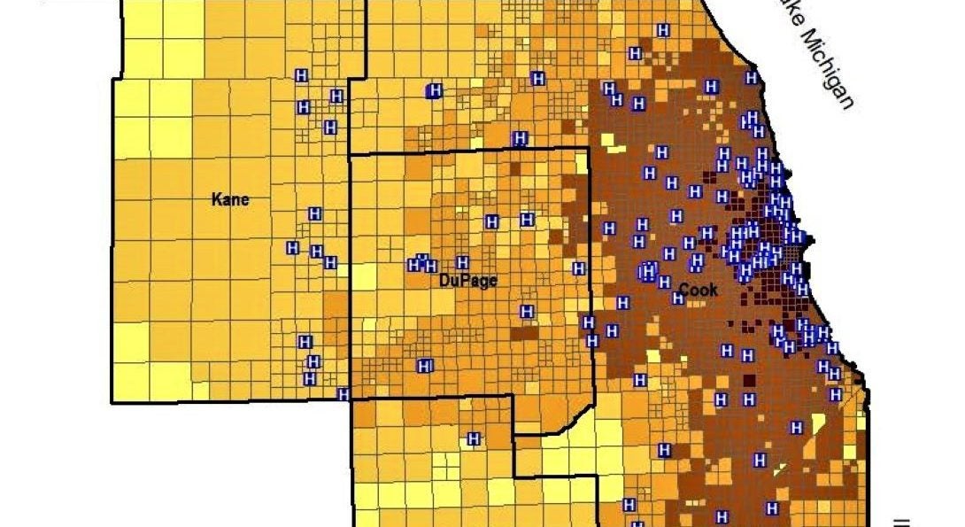 Location of healtcare facilities studied