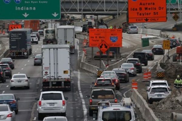Traffic congestion brought on by road construction and reopening